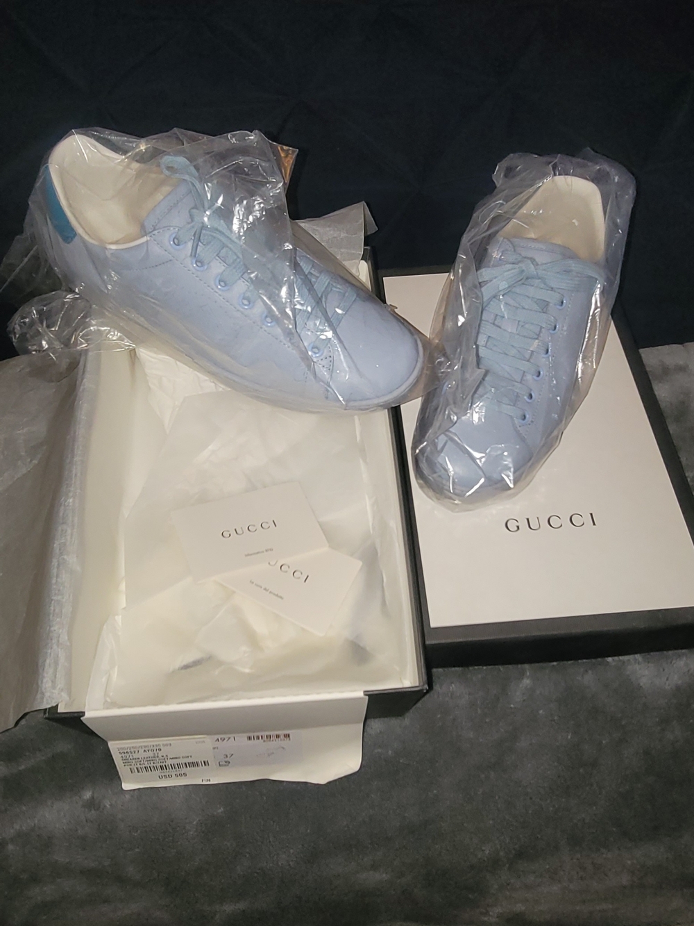 Gucci Light Blue Leather Sneakers